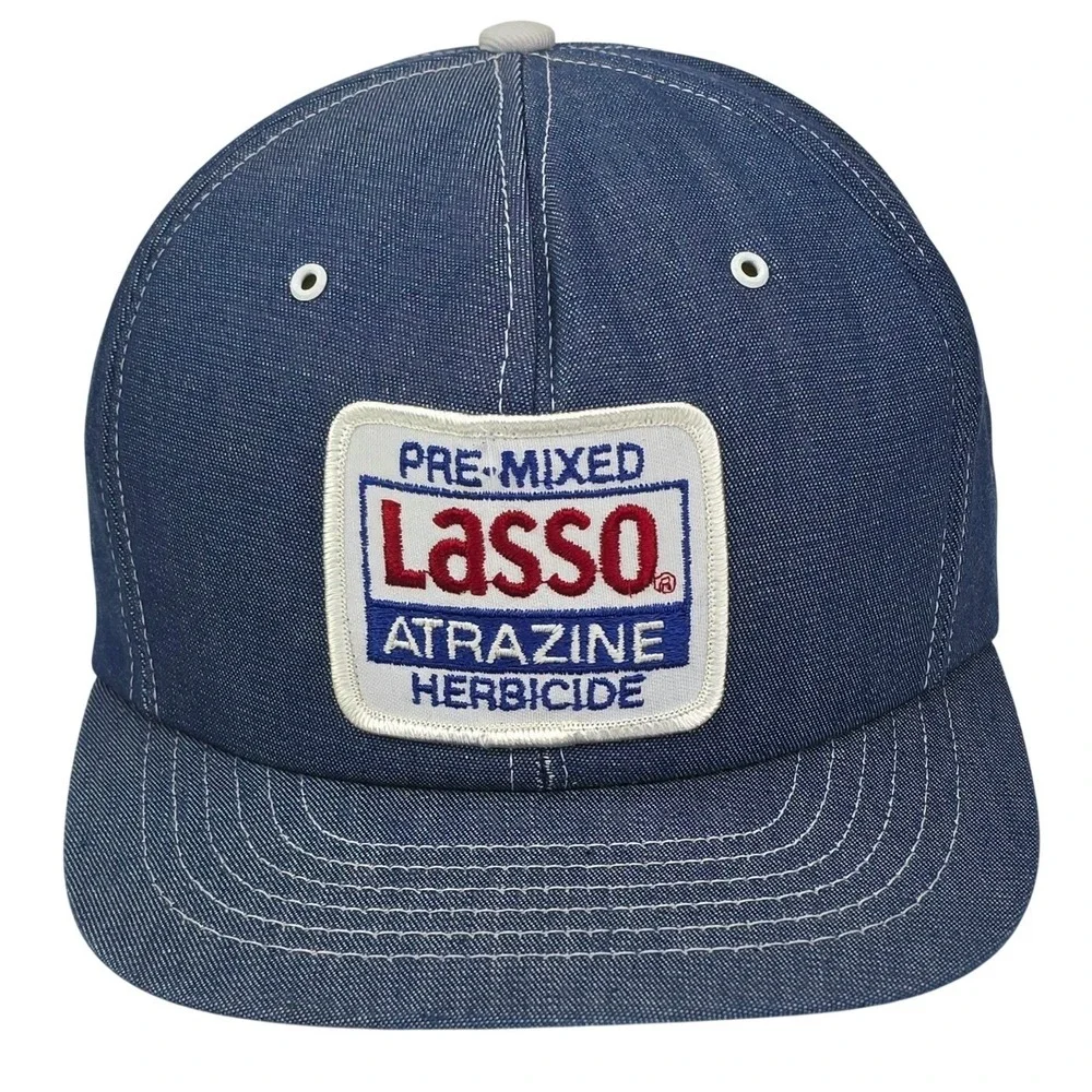 Vintage Swingster Lasso Atrazine Herbicide Hat Blue Snapback Made in USA‎ Cap